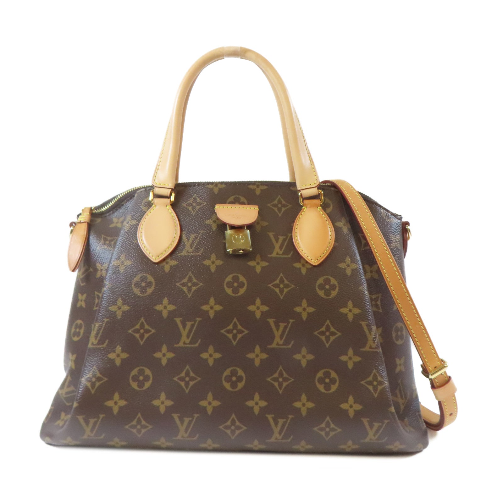 LOUIS VUITTON Monogram Rivoli MM 2 Way Shoulder金扣手挽肩背兩用袋啡色