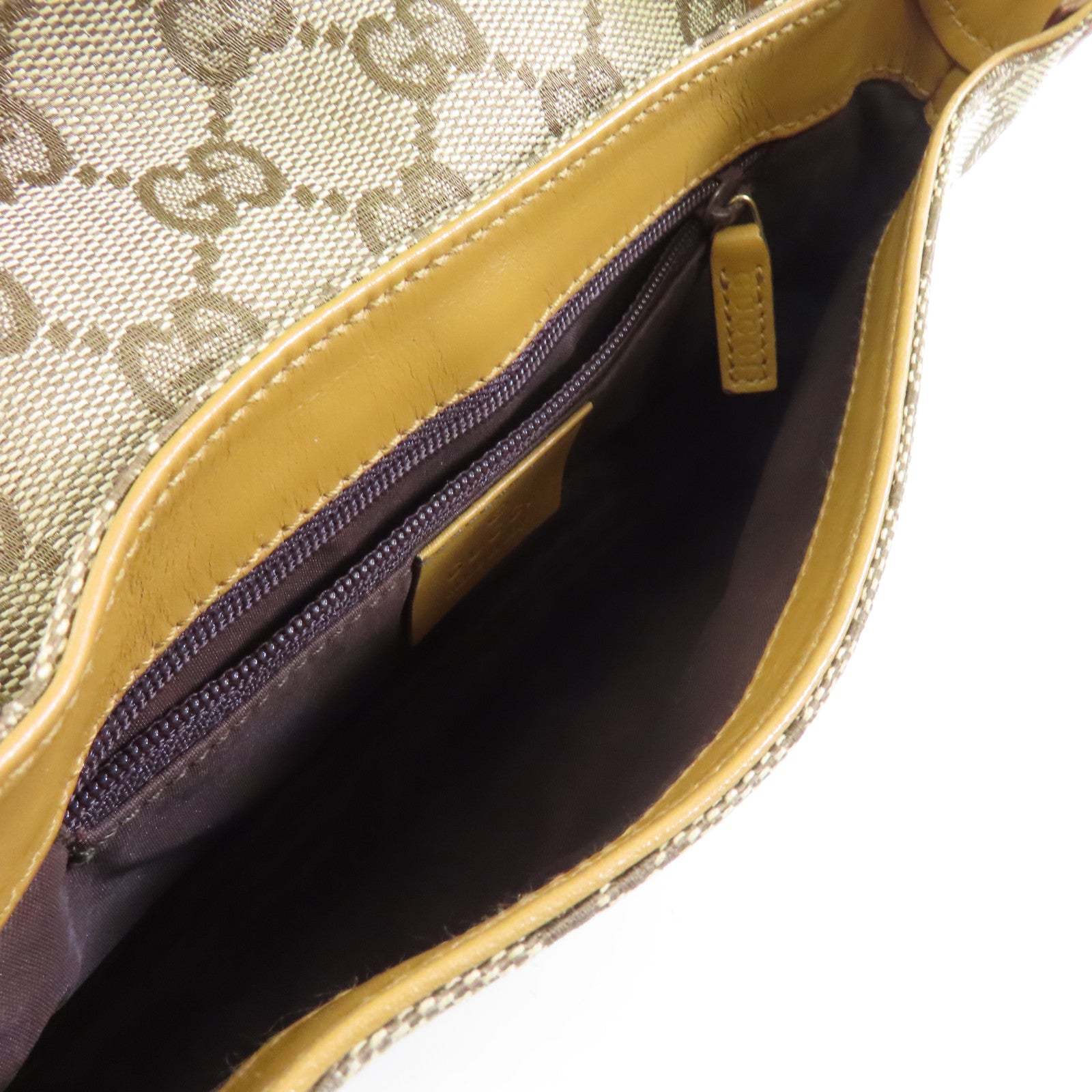 GUCCI 帆布Handbag銀扣手挽袋棕色
