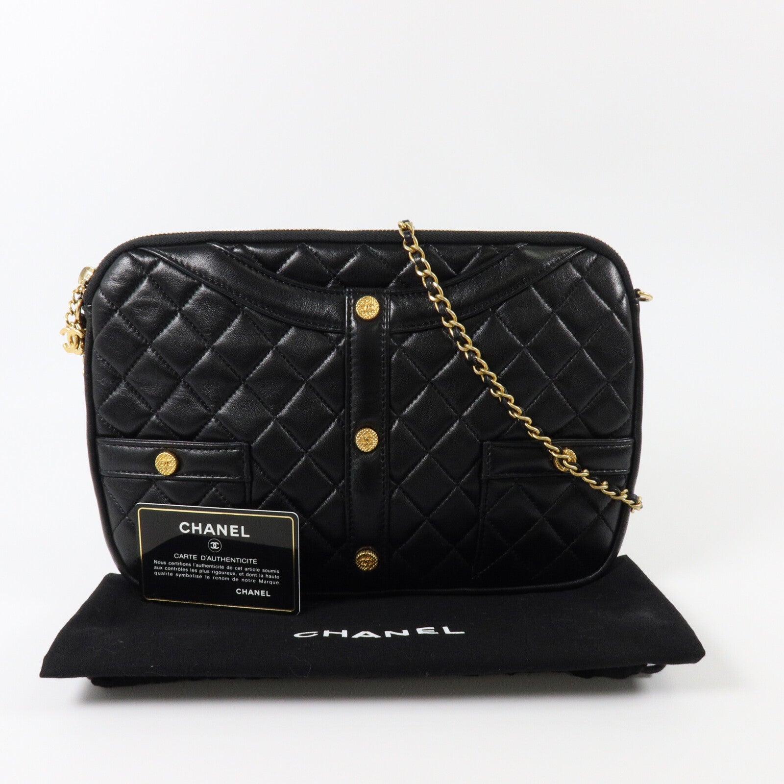 CHANEL 羊皮皮革Girl Jacket Chain Shoulder鏈帶肩背袋