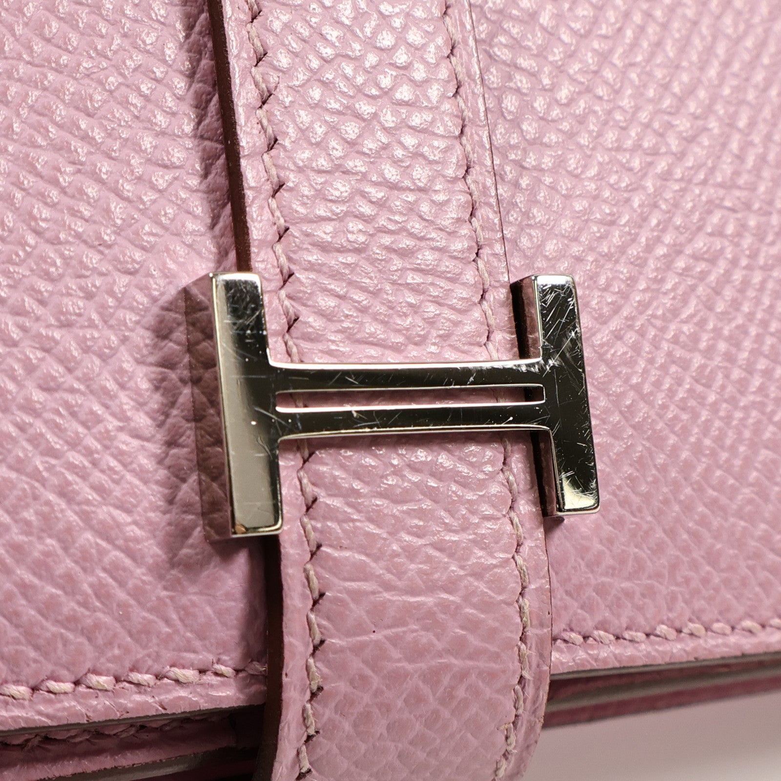 HERMES Epsom皮革Bearn W Snap銀扣長錢包