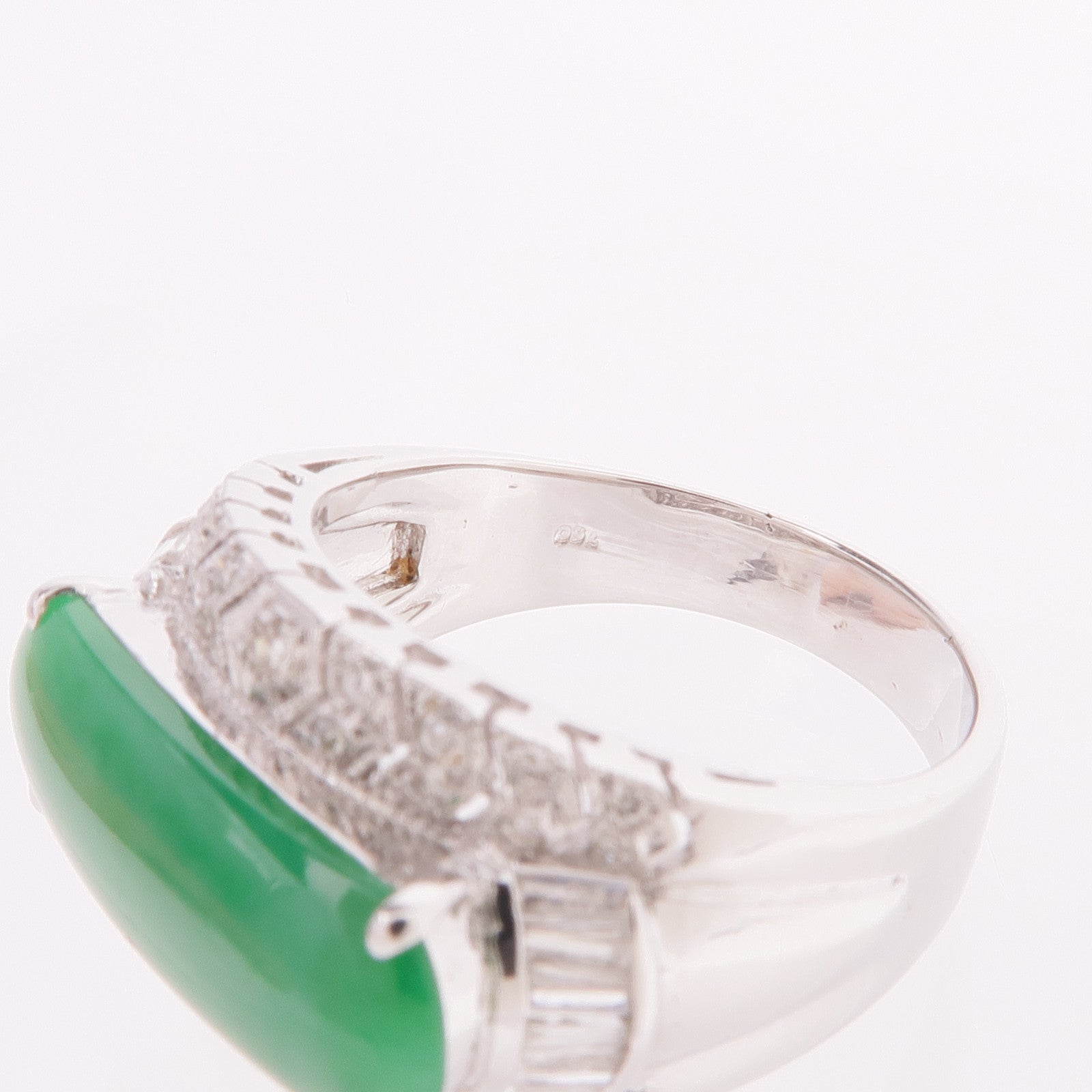 JEWELRY 18K白金Jade Diamond Ring翡翠/鑽石戒指US#6.5