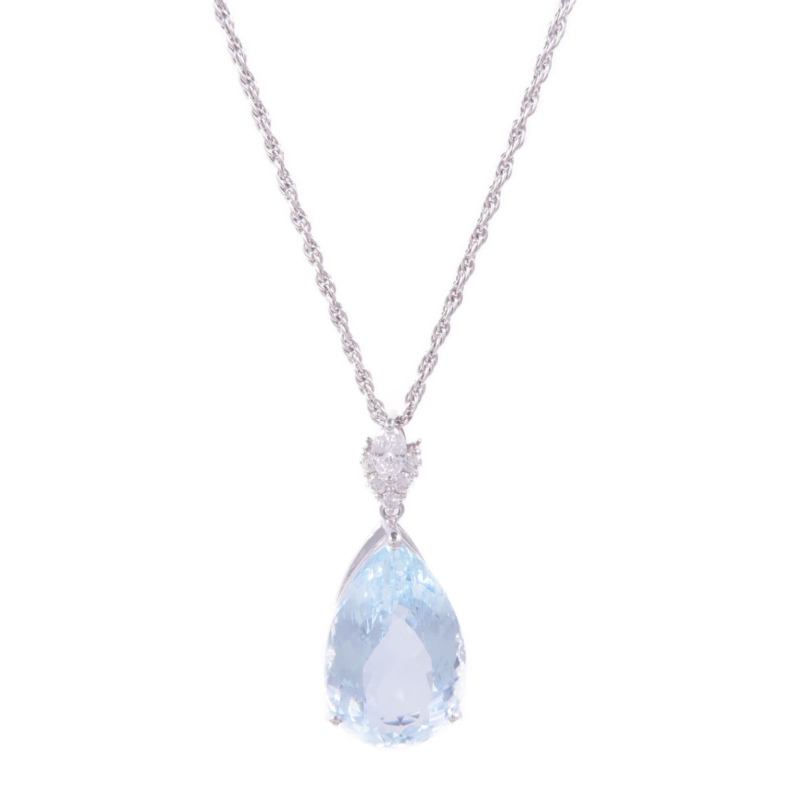 JEWELRY PT900/PT850鉑金Aquamarine Diamond Necklace藍晶鑽石項鍊