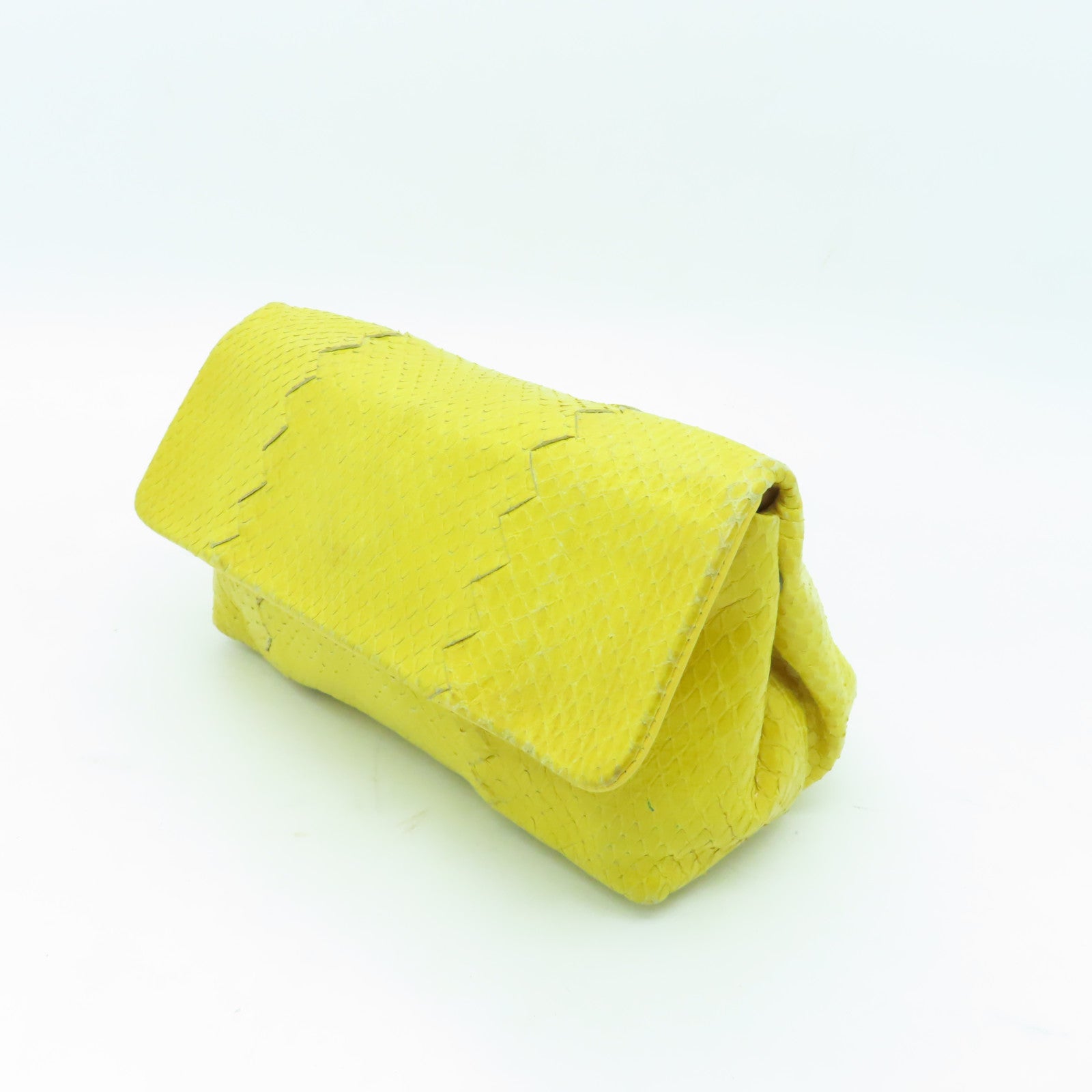 BOTTEGA VENETA 【清倉大減價】蛇皮皮革Clutch Bag手拿包黃色