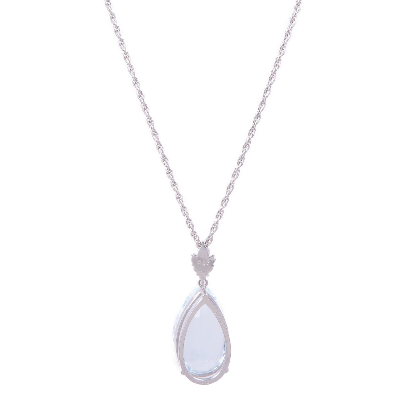 JEWELRY PT900/PT850鉑金Aquamarine Diamond Necklace藍晶鑽石項鍊