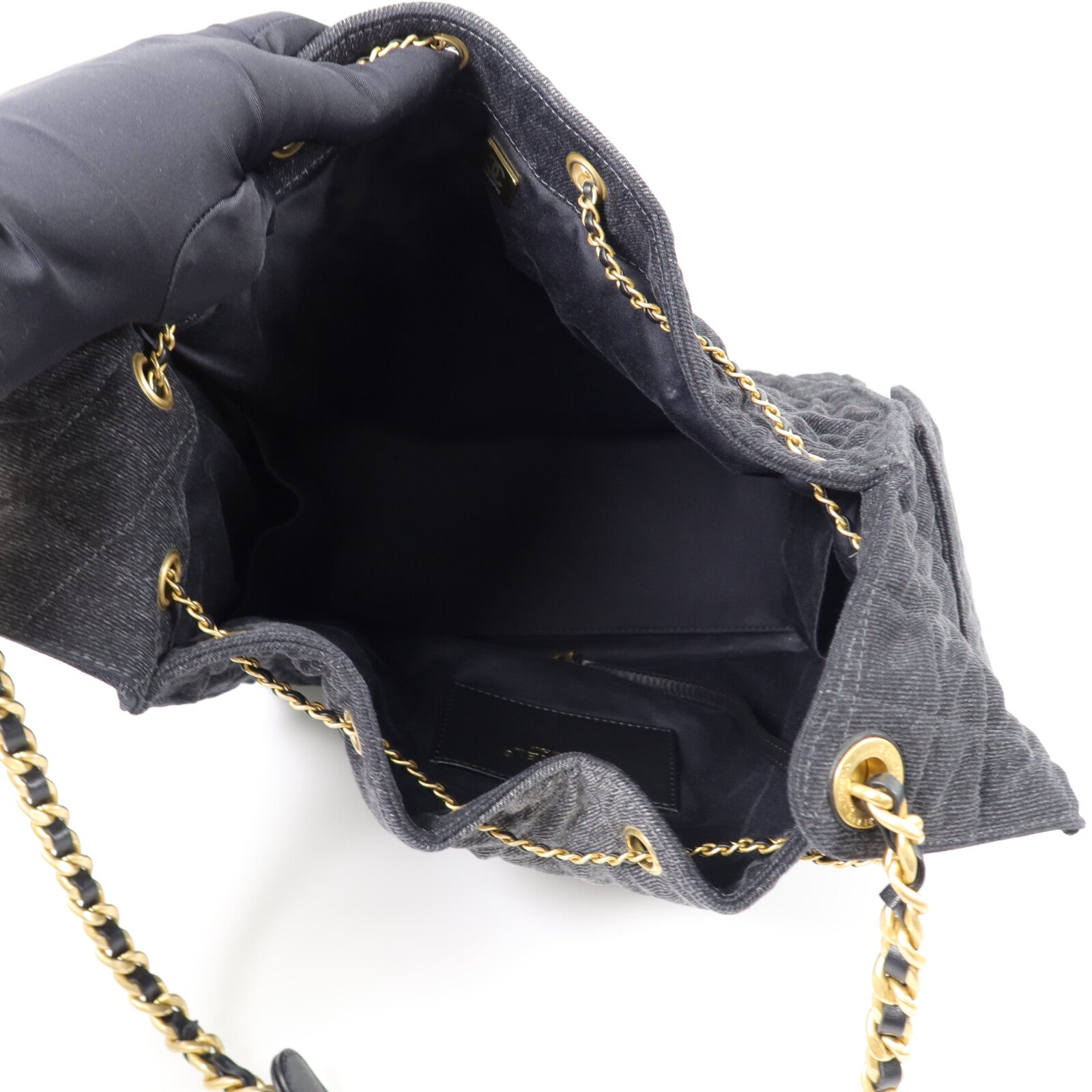 CHANEL 牛仔布Chanel 25 Medium鏈帶肩背袋