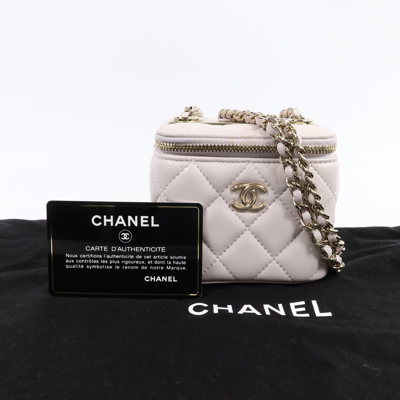 CHANEL 羊皮皮革Vanity Case鏈帶肩背袋