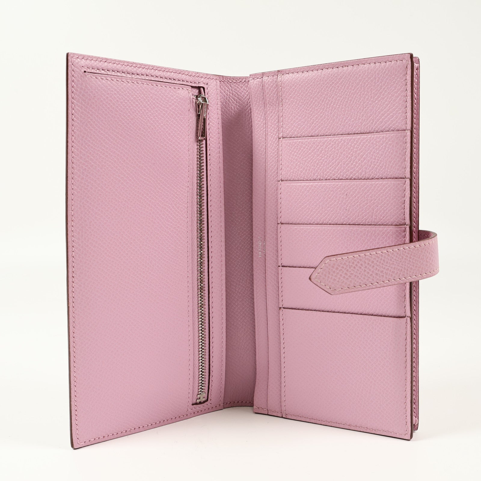 HERMES Epsom皮革Bearn W Snap銀扣長錢包