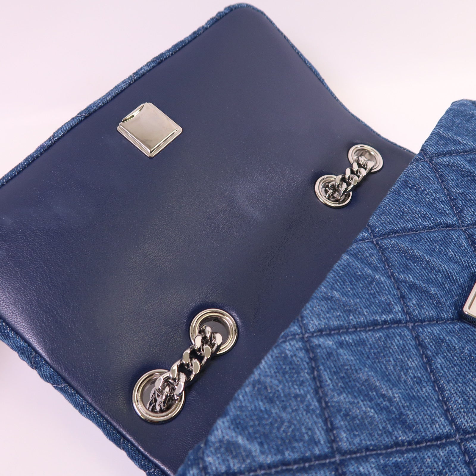 Tory Burch 牛仔布Chain Shoulder銀扣鏈帶肩背袋