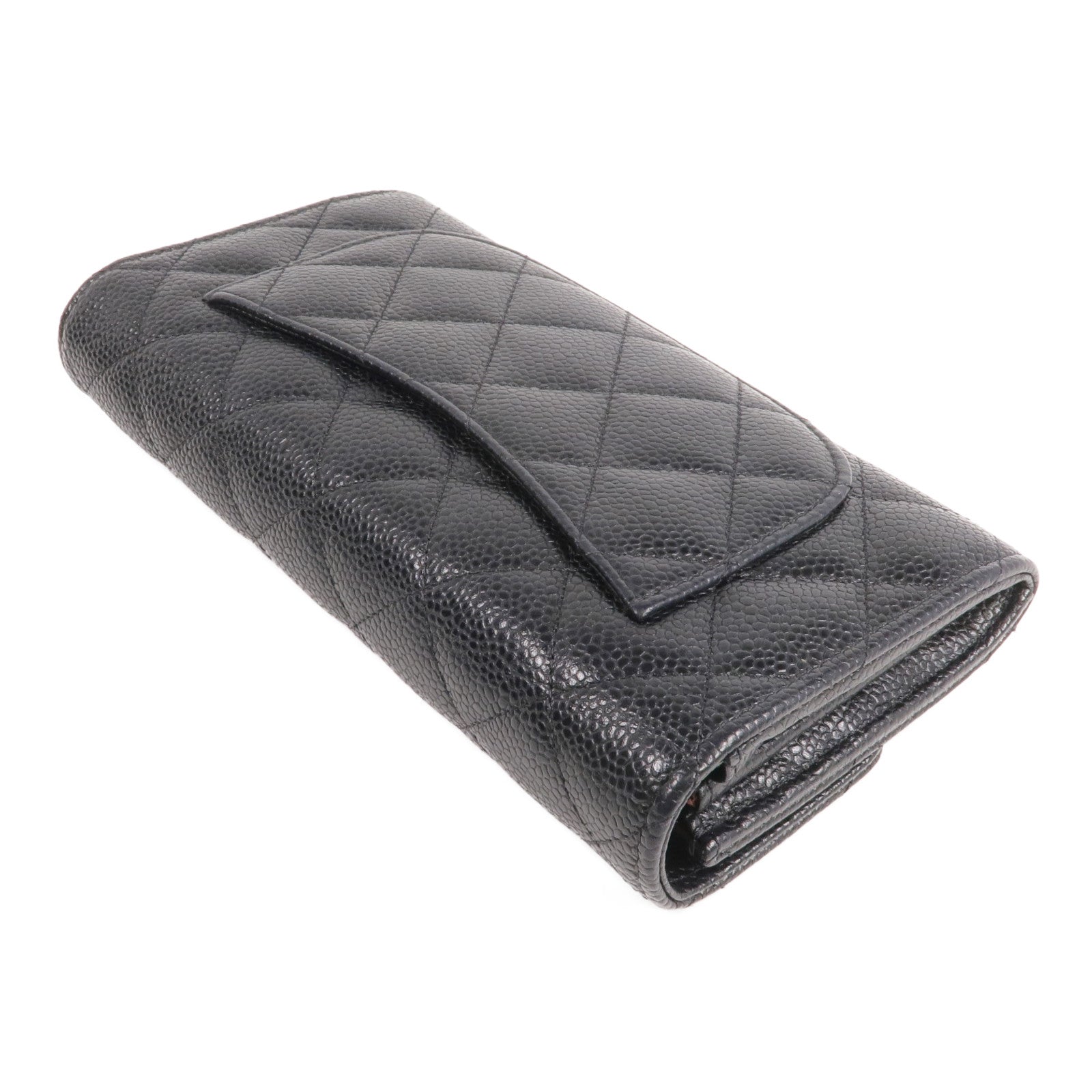 CHANEL 牛皮皮革Long Wallet金扣長錢包