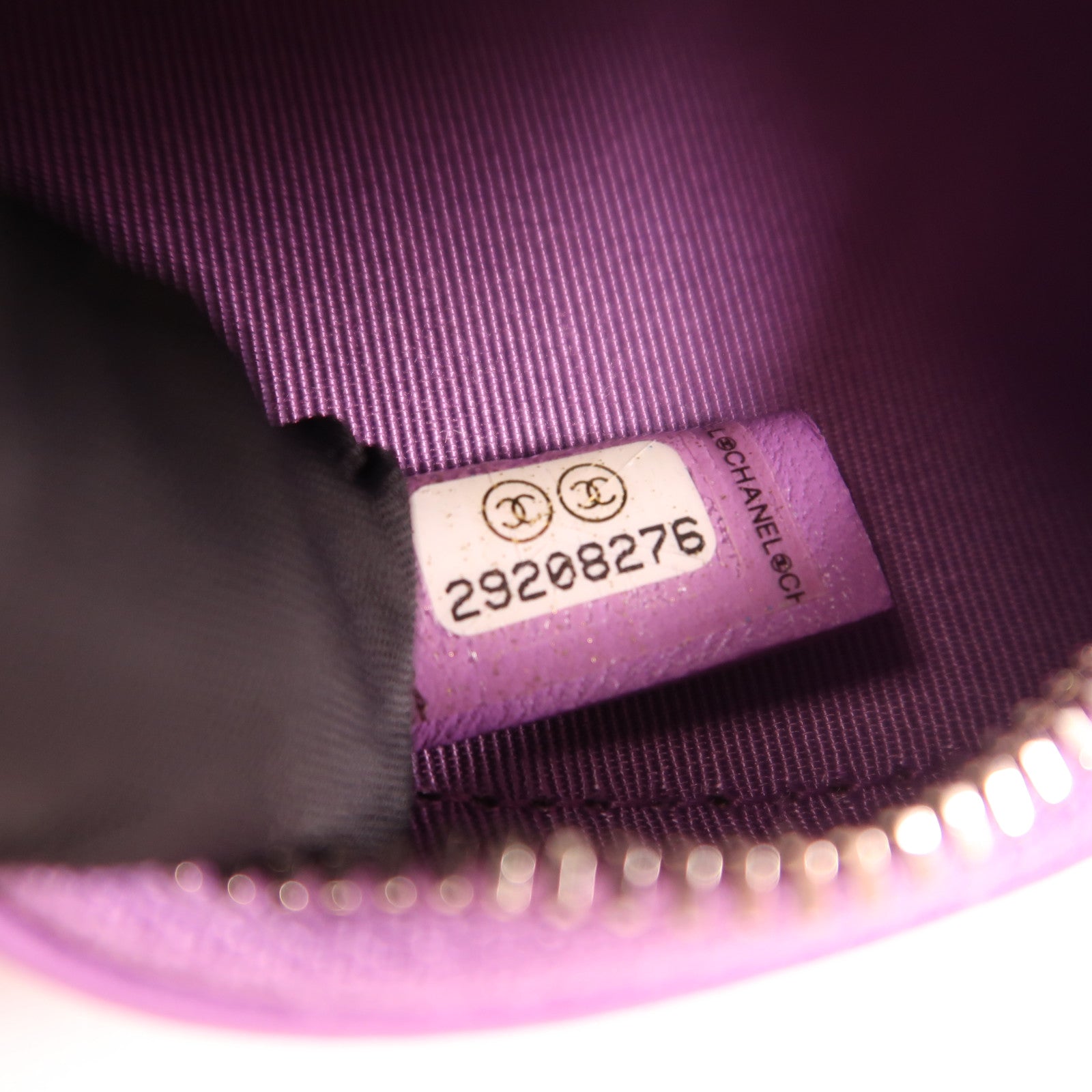 CHANEL CC SHW Round Clutch With Chain Shoulder Bag Lambskin Leather Purple