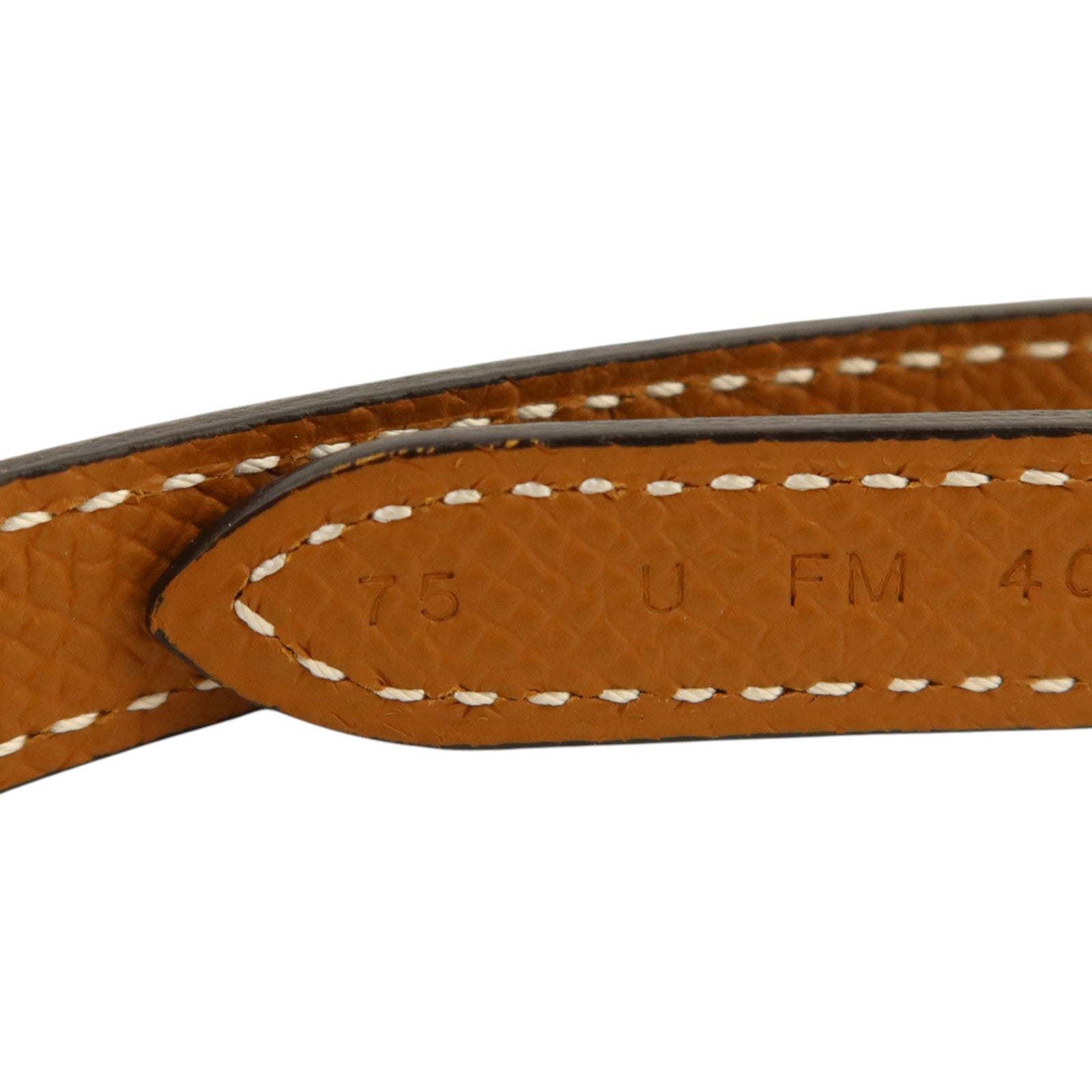 HERMES Epsom皮革/Swift皮革Ancre Belt 75cm銀扣皮帶Noir