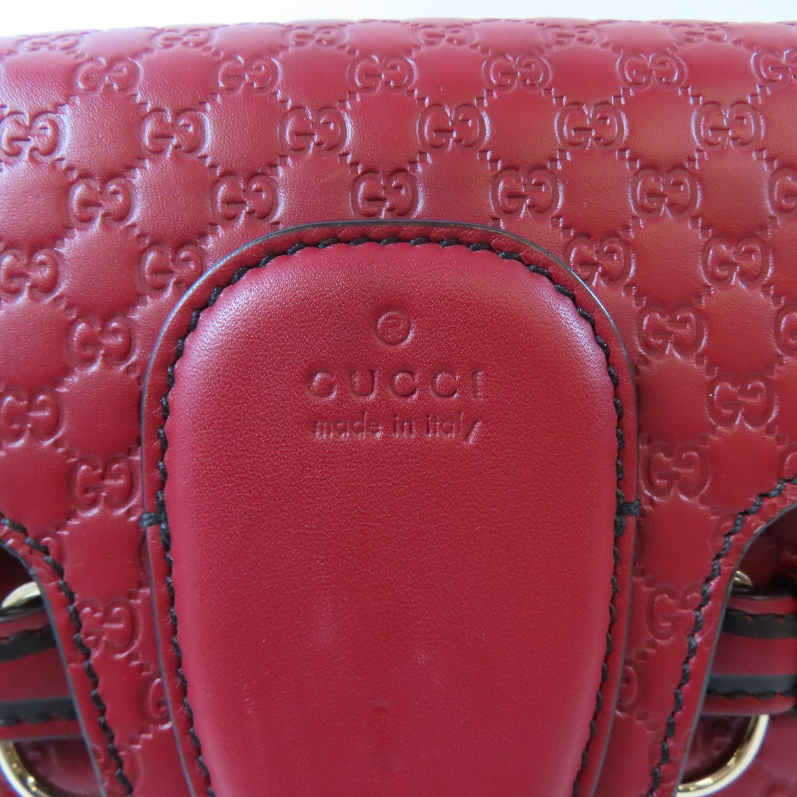 GUCCI 牛皮皮革Emily Medium金扣鏈帶肩背袋紅色