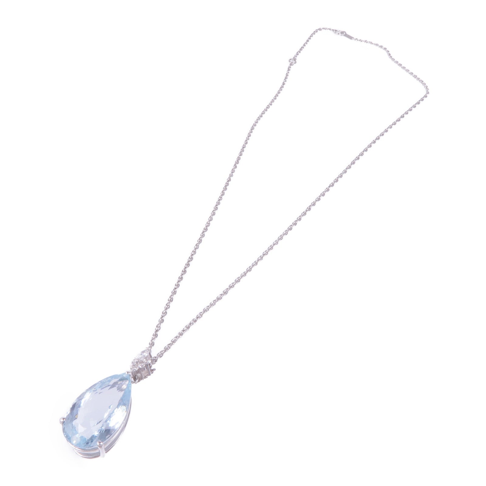 JEWELRY PT900/PT850鉑金Aquamarine Diamond Necklace藍晶鑽石項鍊