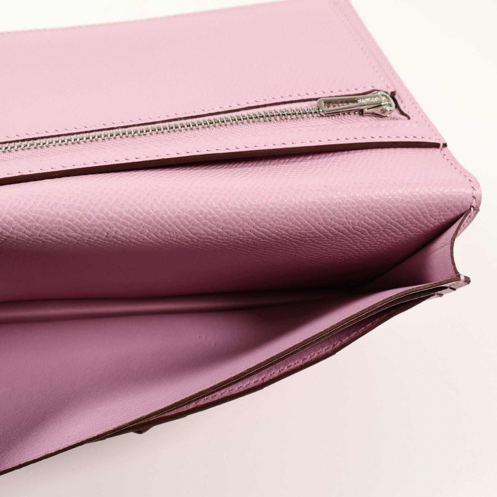 HERMES Epsom皮革Bearn W Snap銀扣長錢包