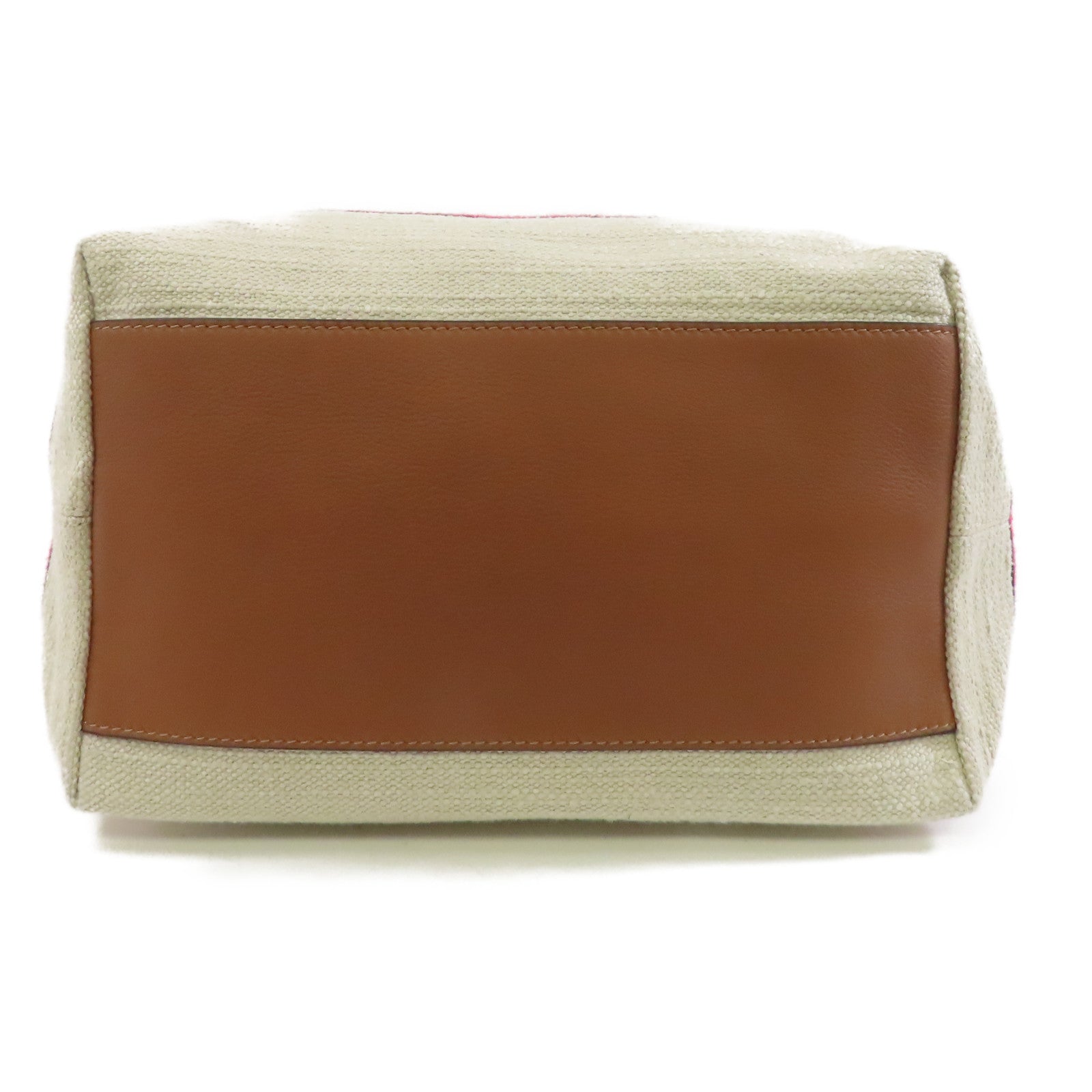 LOEWE 帆布Cubi Bag銀扣肩背袋米色