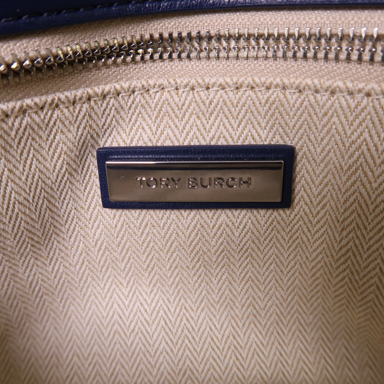 Tory Burch 牛仔布Chain Shoulder銀扣鏈帶肩背袋