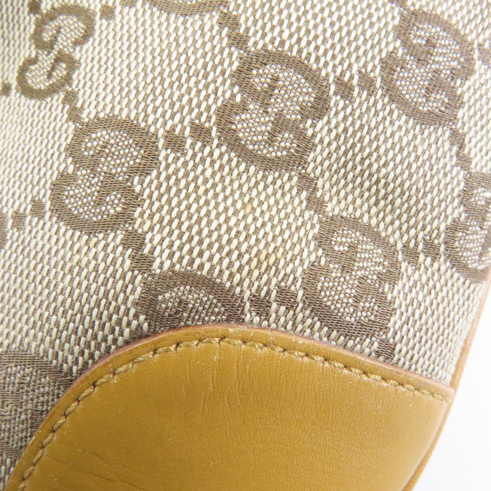 GUCCI 帆布Handbag銀扣手挽袋棕色