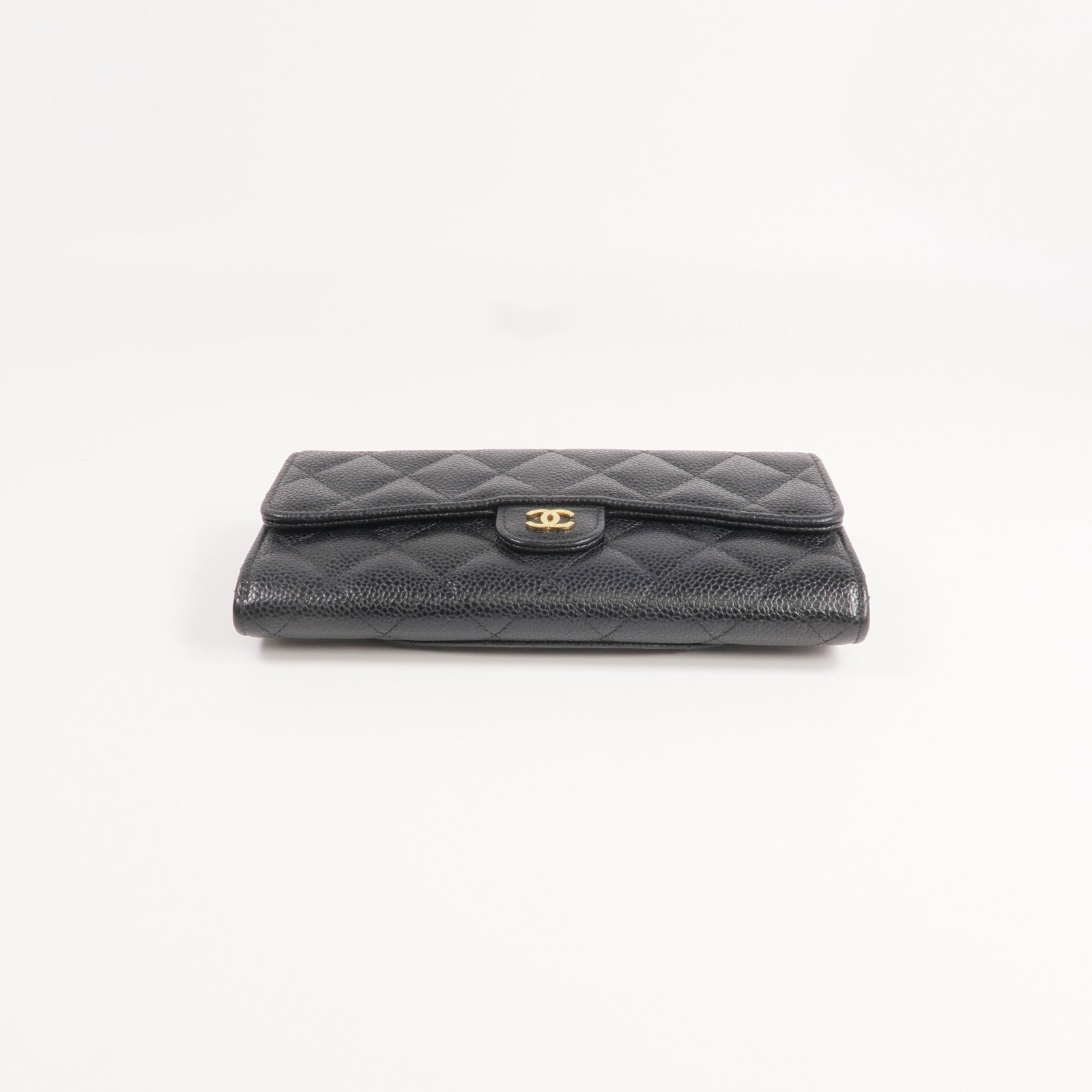 CHANEL 牛皮皮革Long Wallet金扣長錢包