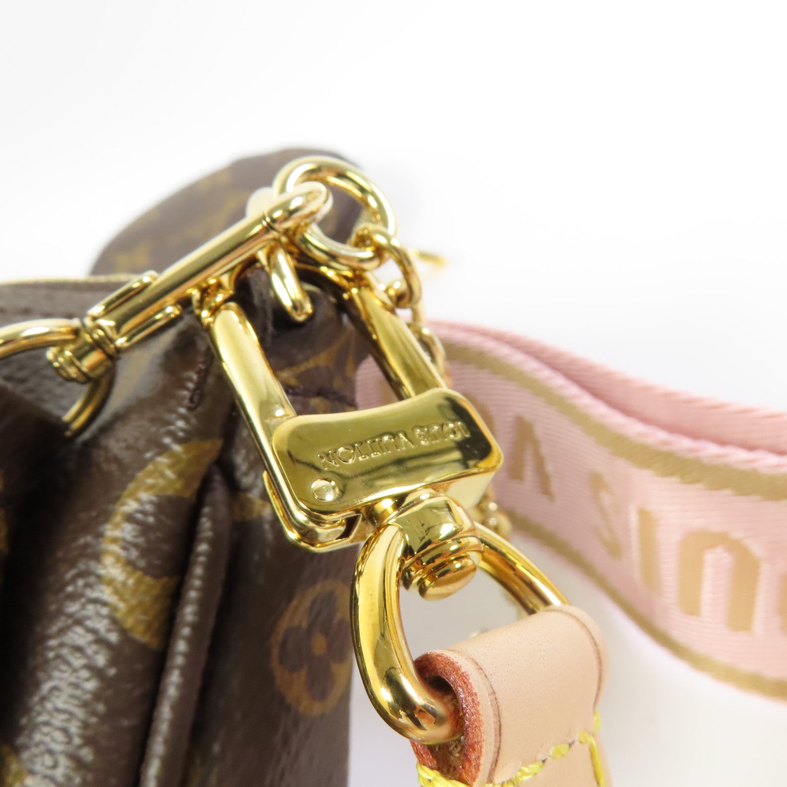 LOUIS VUITTON Monogram Multi Pochette Accessoires金扣手挽肩背兩用袋棕色