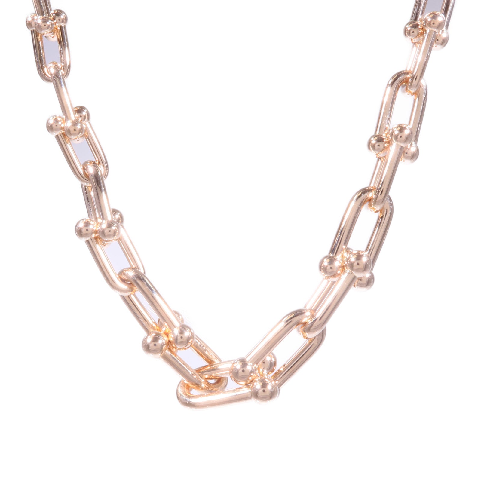TIFFANY＆CO 18K玫瑰金HardWare Graduated Necklace項鍊