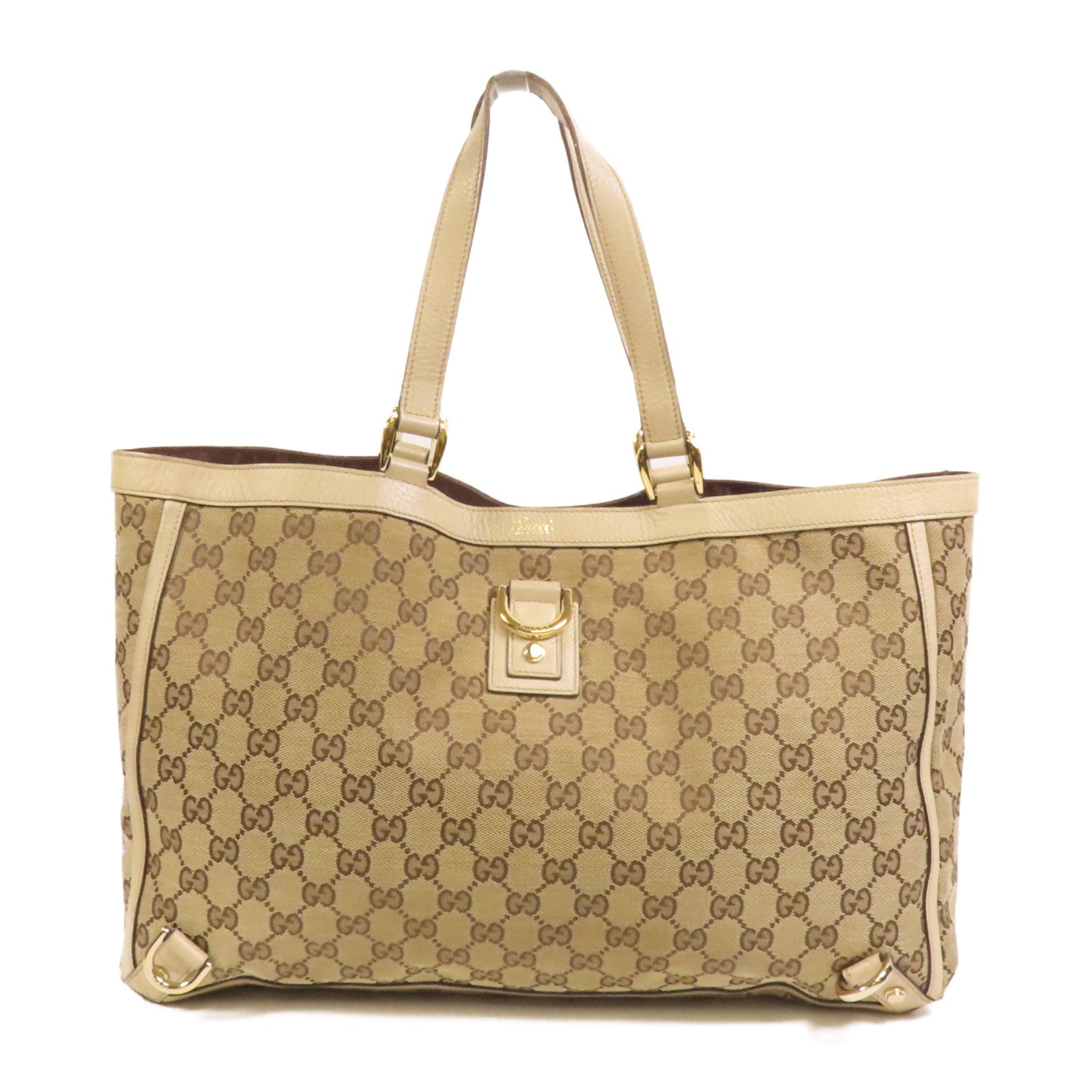 GUCCI 帆布Abbey Tote金扣手挽袋
