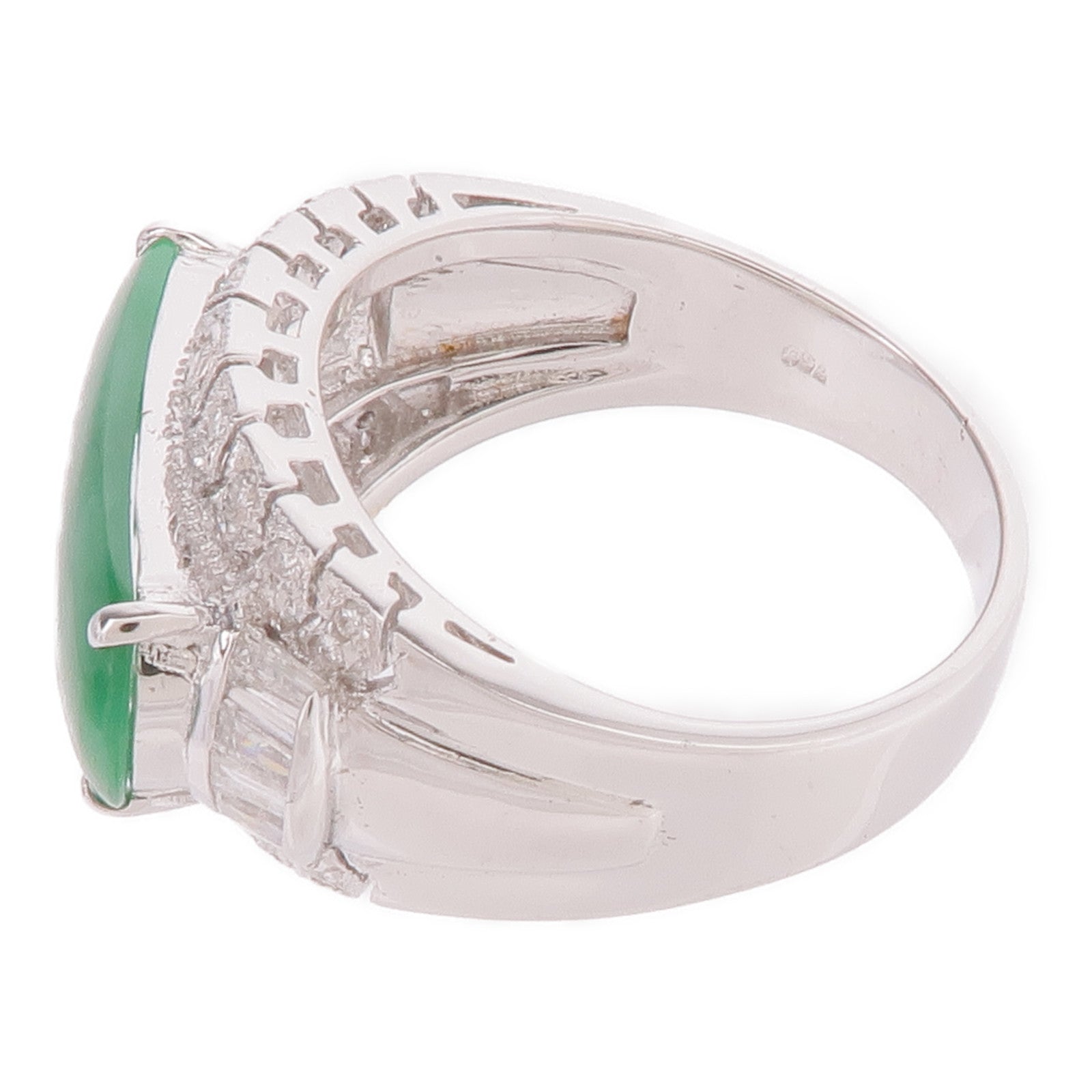 JEWELRY 18K白金Jade Diamond Ring翡翠/鑽石戒指US#6.5