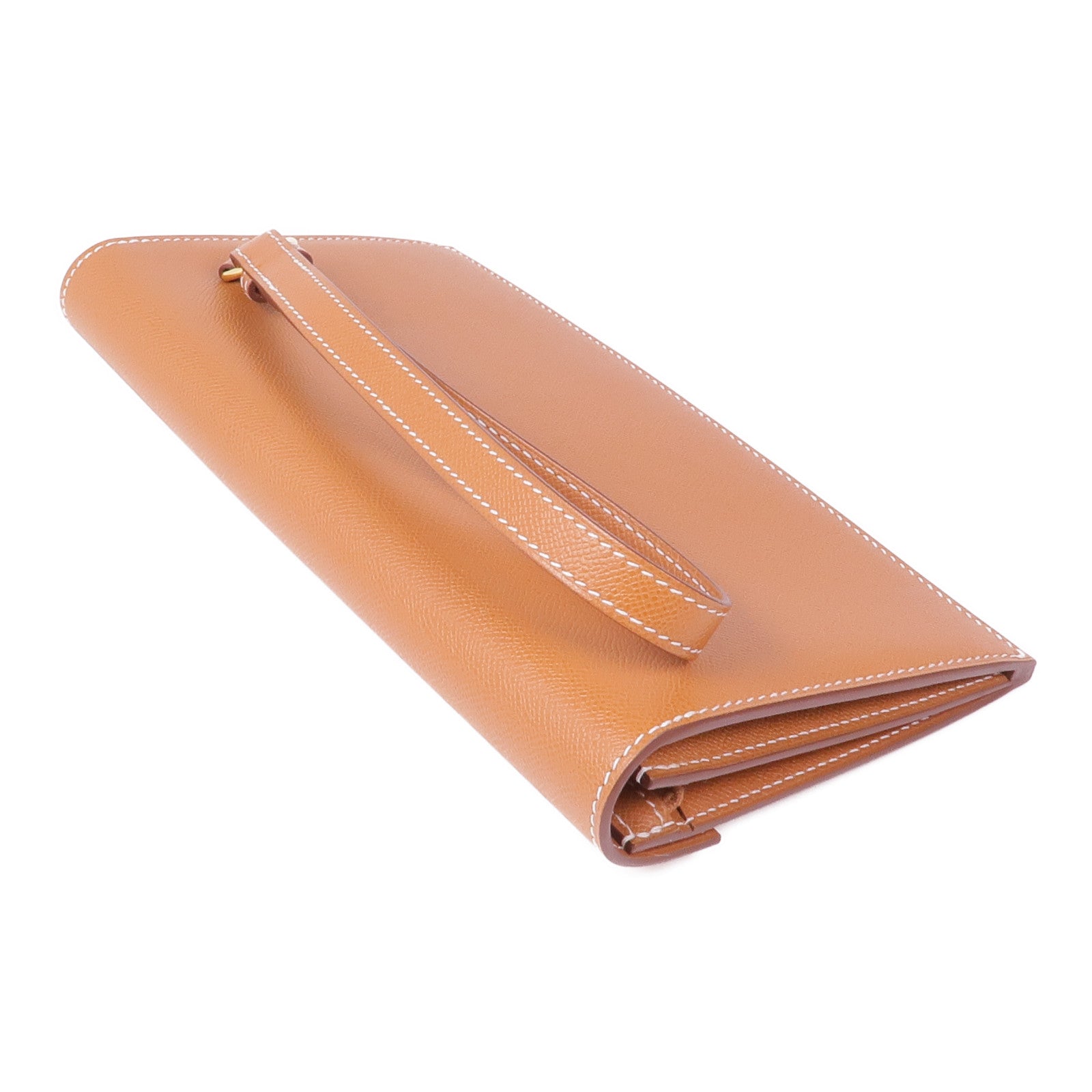HERMES 【激減優惠】Epsom皮革Kelly Pocket Long Wallet金扣長錢包37 Gold