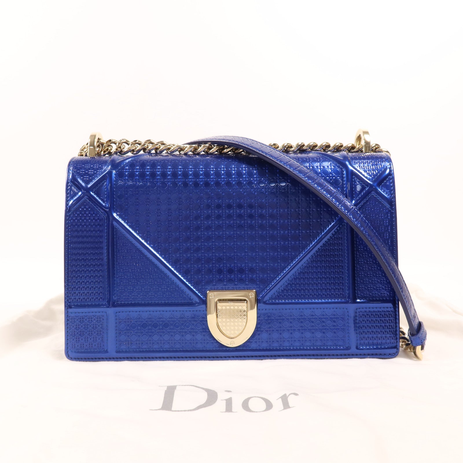 Dior 漆皮皮革Diorama金扣鏈帶肩背袋