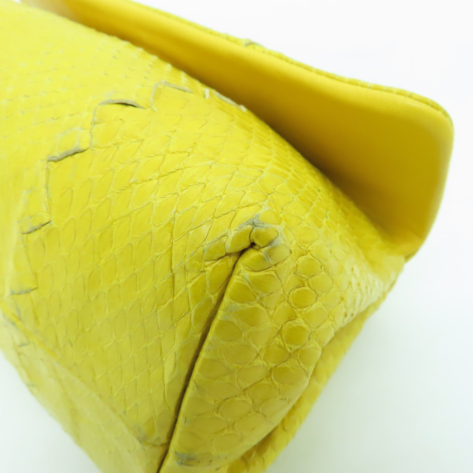 BOTTEGA VENETA 【清倉大減價】蛇皮皮革Clutch Bag手拿包黃色
