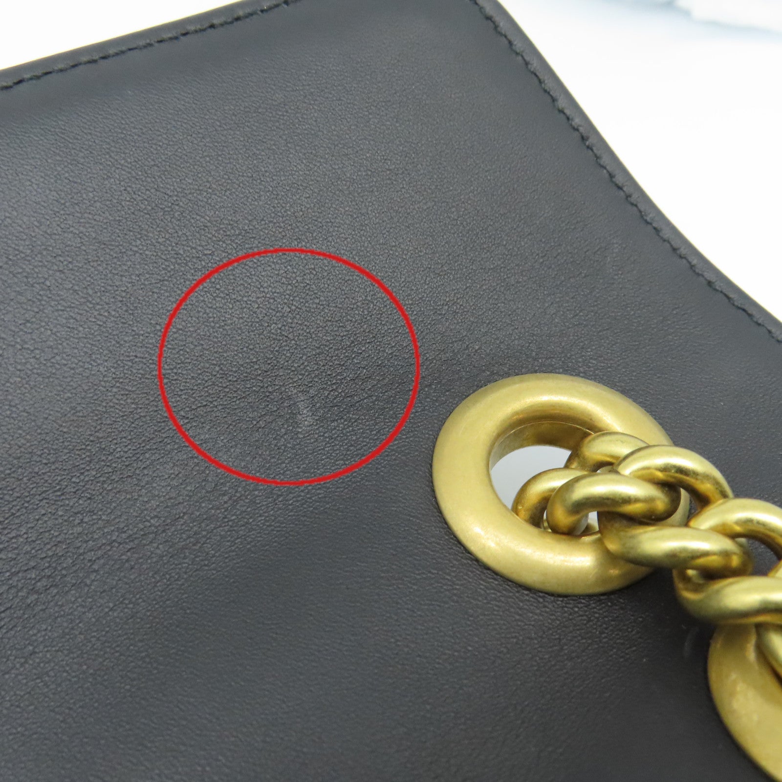 GUCCI 天鵝絨GG Marmont Chain Shoulder Bag金扣鏈帶肩背袋黒色