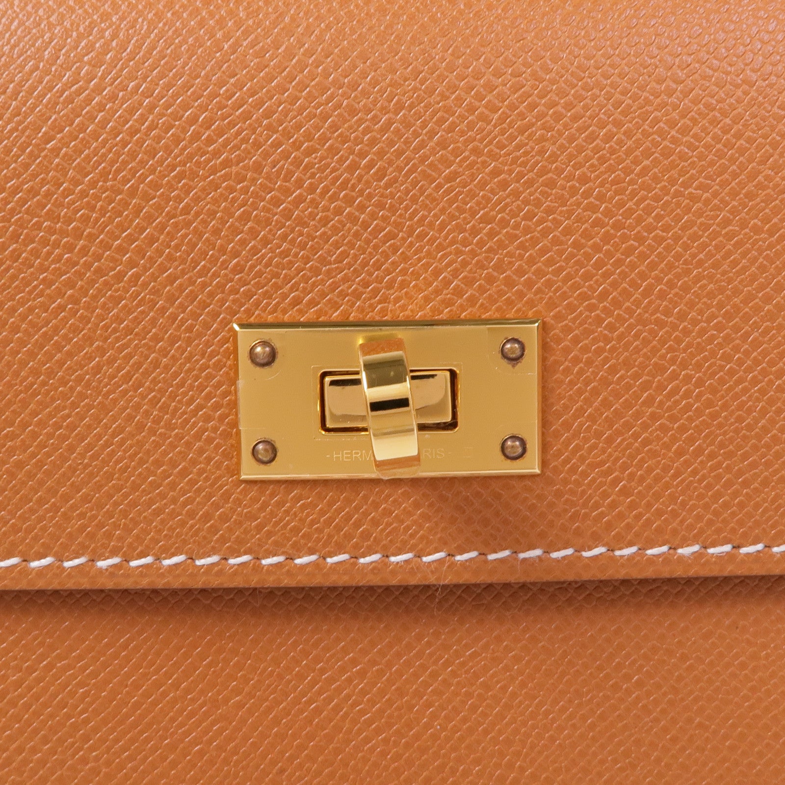 HERMES 【激減優惠】Epsom皮革Kelly Pocket Long Wallet金扣長錢包37 Gold