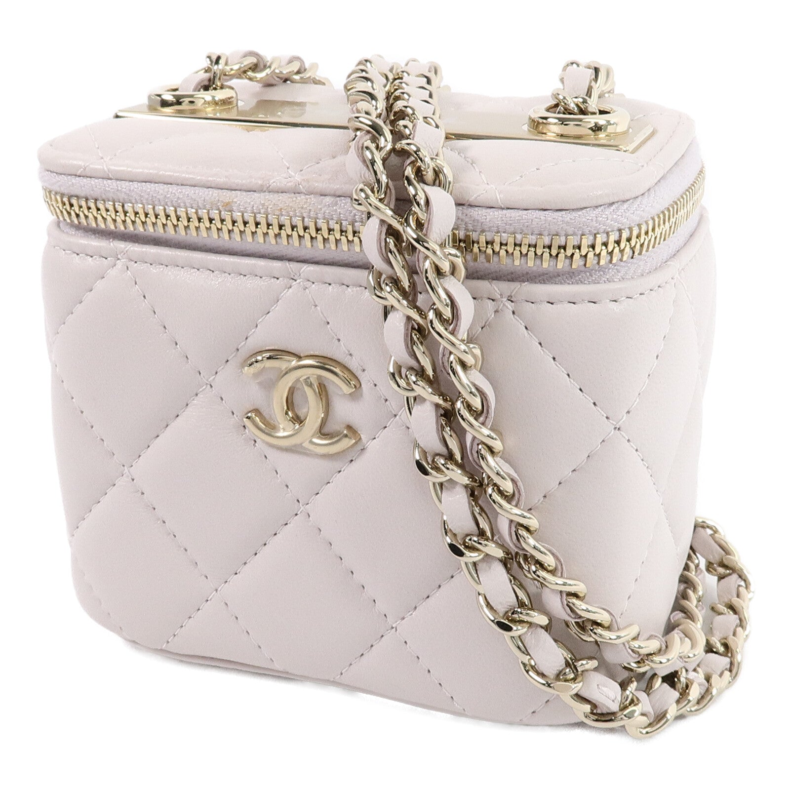 CHANEL 羊皮皮革Vanity Case鏈帶肩背袋