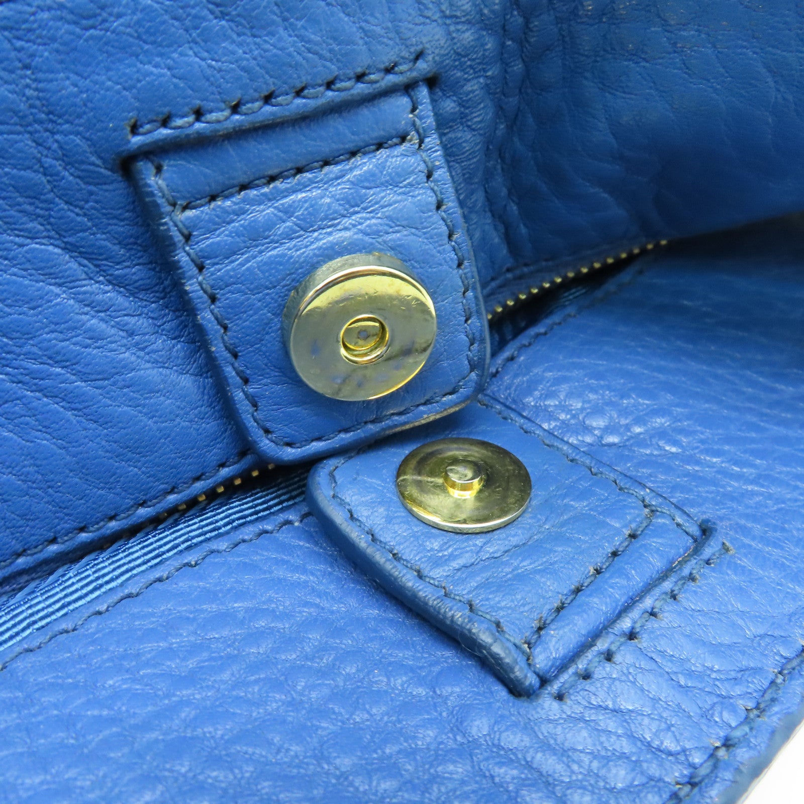 PRADA cowhide leather Shoulder Bag gold buckle handle shoulder bag blue