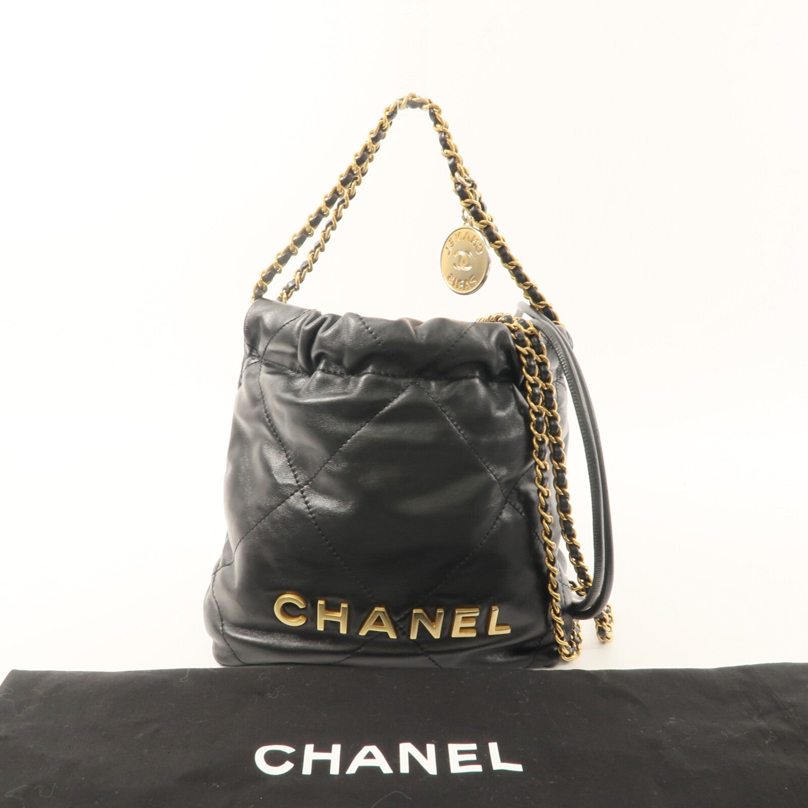CHANEL 牛皮皮革Mini 22手挽肩背兩用袋