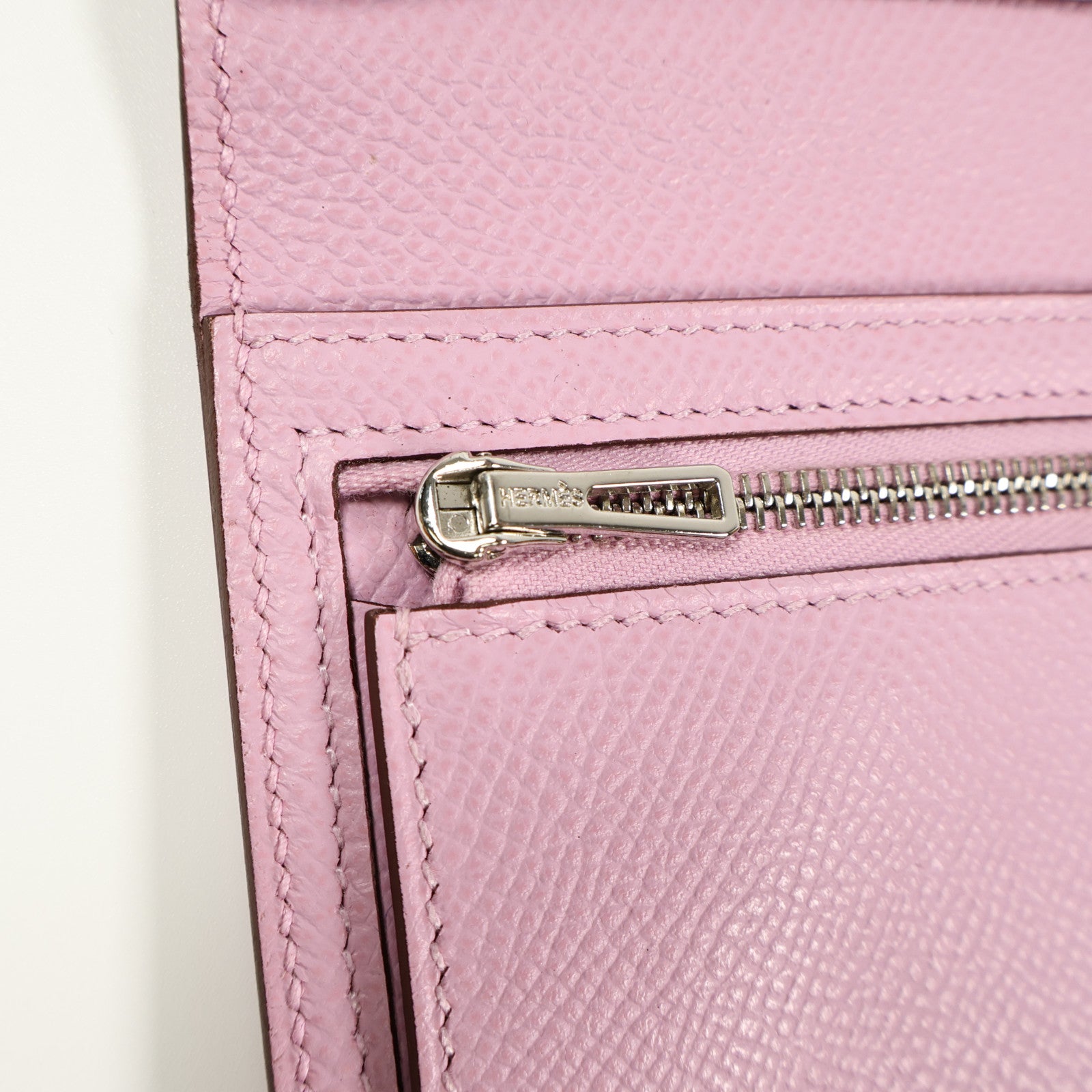 HERMES Epsom皮革Bearn W Snap銀扣長錢包