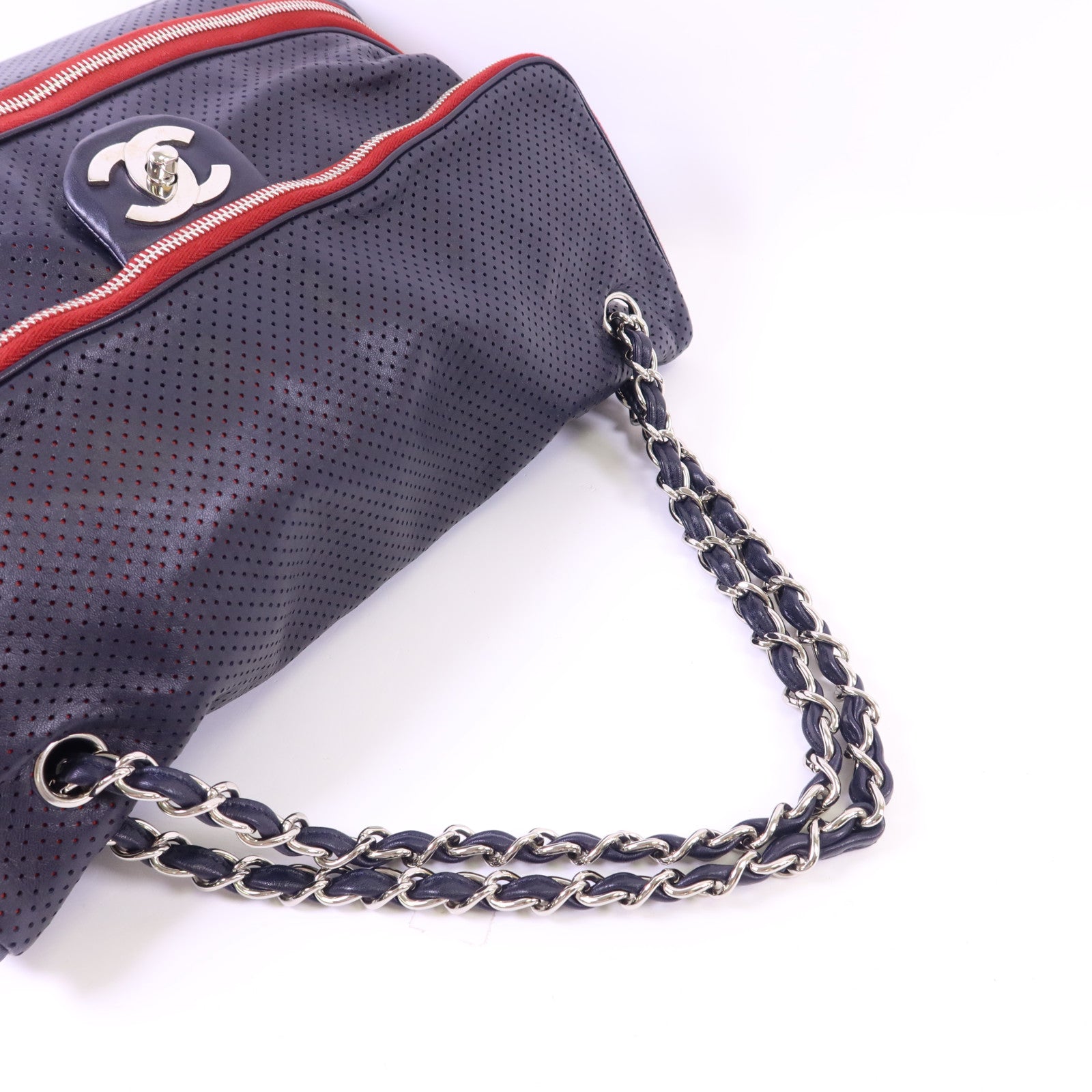 CHANEL 羊皮皮革Shoulder Bag銀扣鏈帶肩背袋