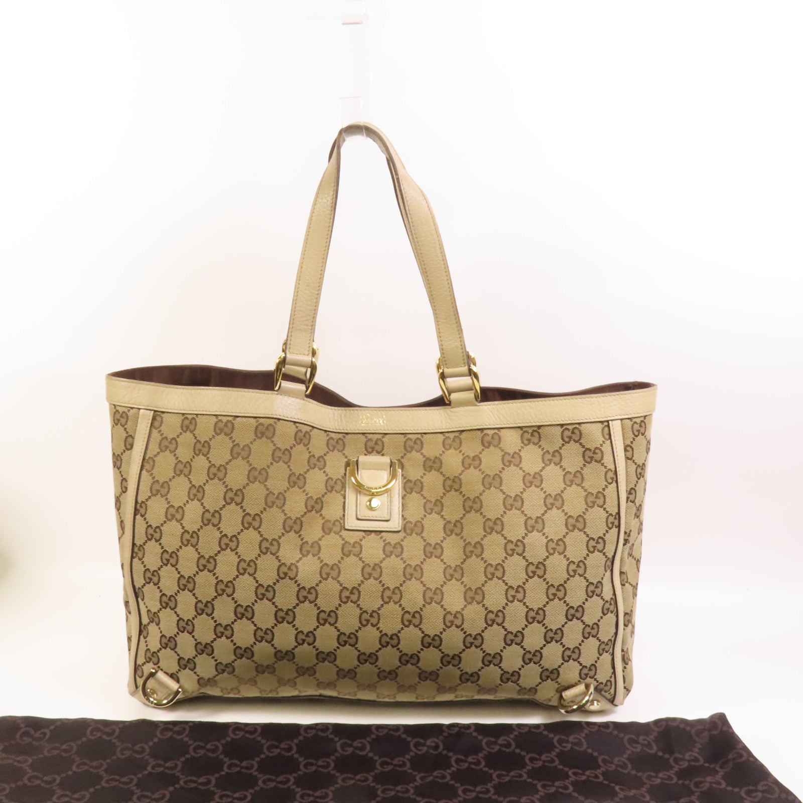 GUCCI 帆布Abbey Tote金扣手挽袋