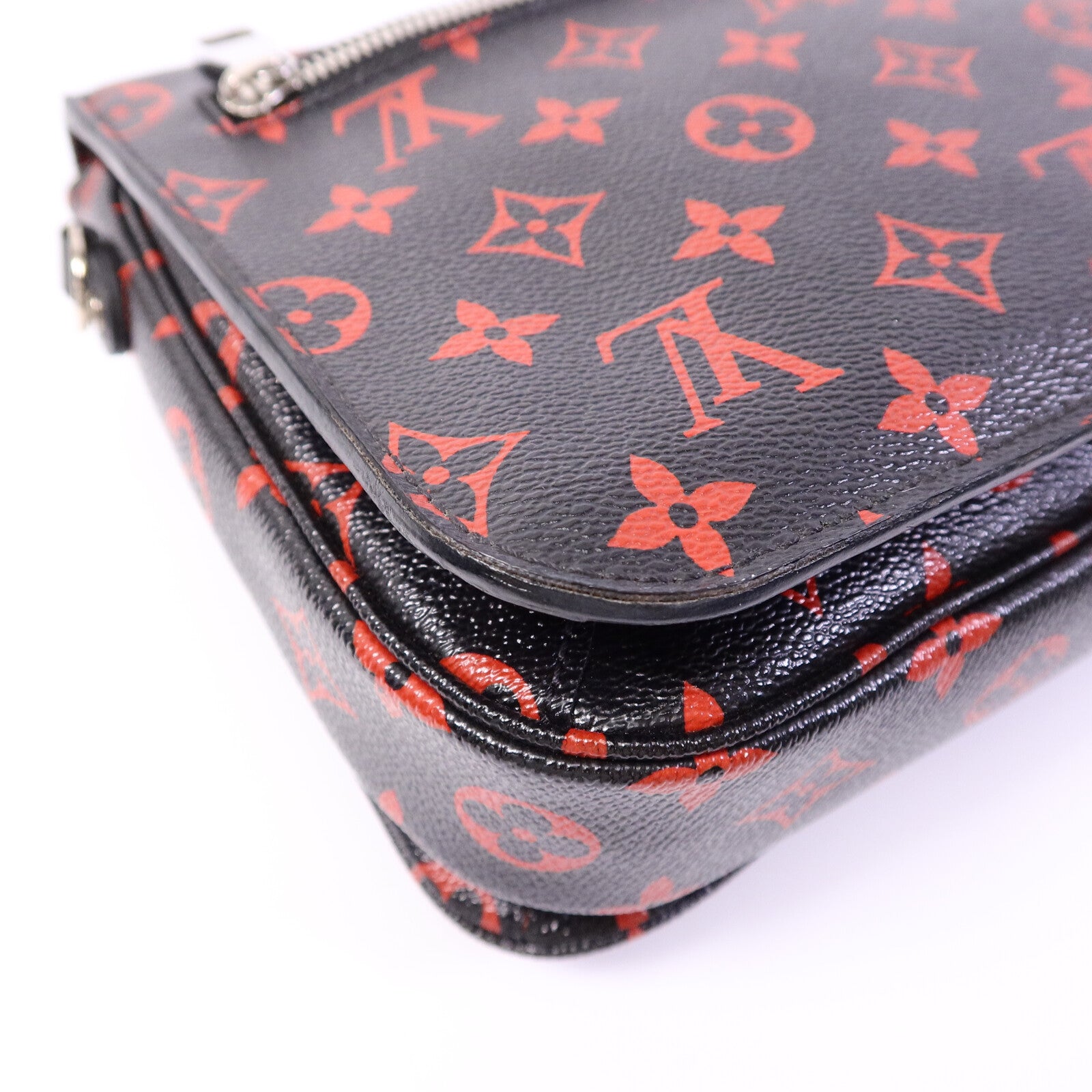 LOUIS VUITTON Monogram Anfleur Rouge Pochette Metis手挽肩背兩用袋
