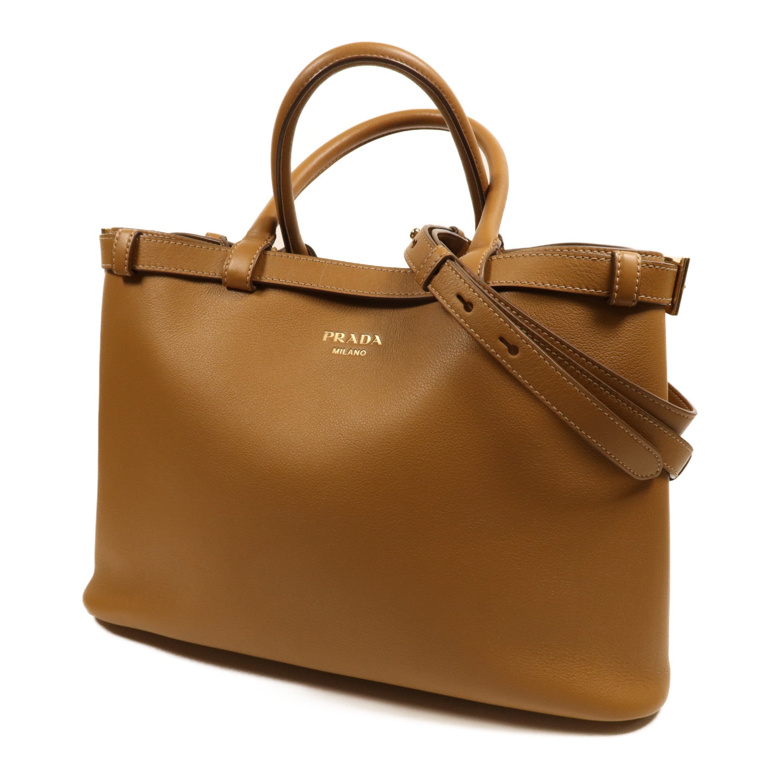 PRADA 【激減優惠】牛皮皮革Buckle medium Bag金扣手挽肩背兩用袋