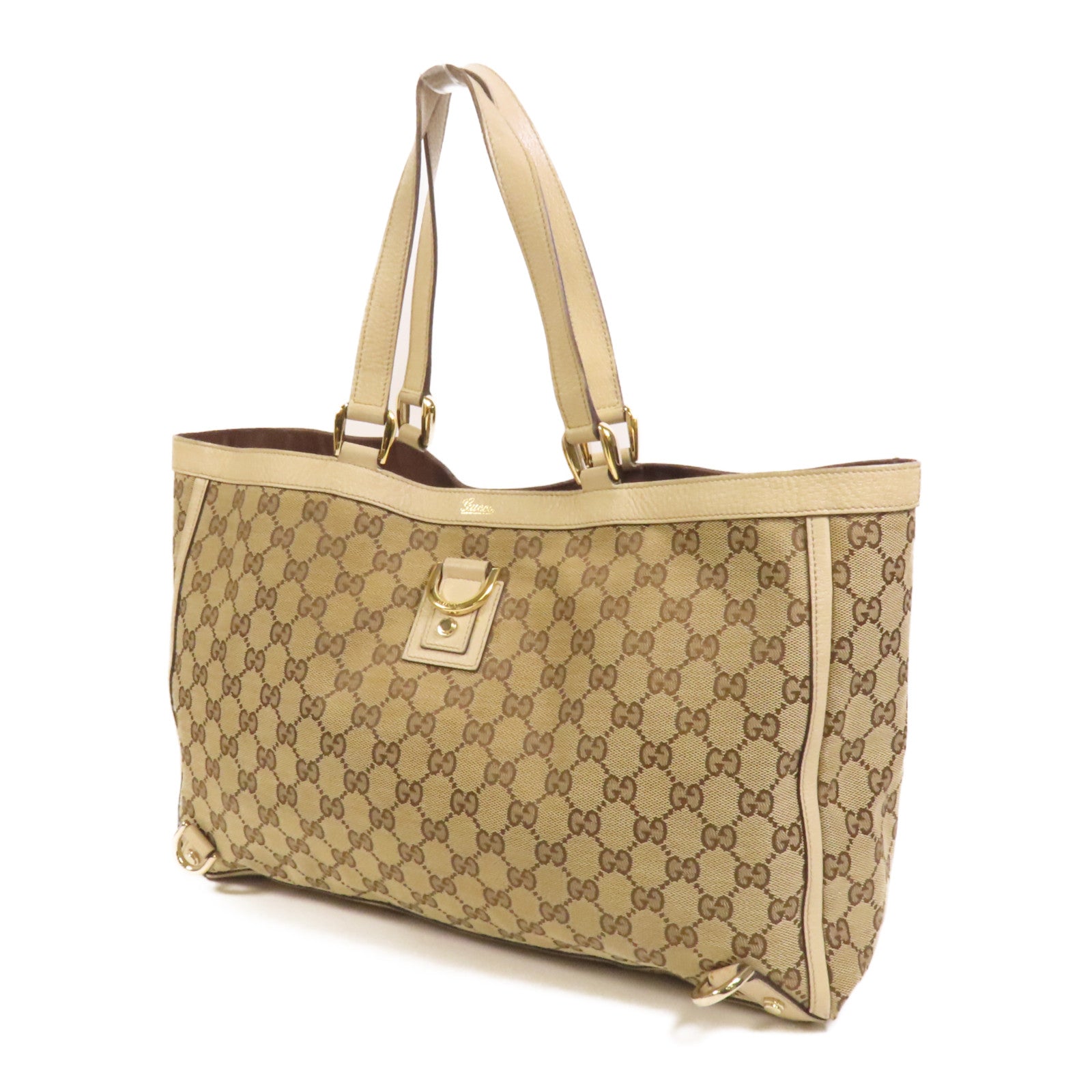 GUCCI 帆布Abbey Tote金扣手挽袋