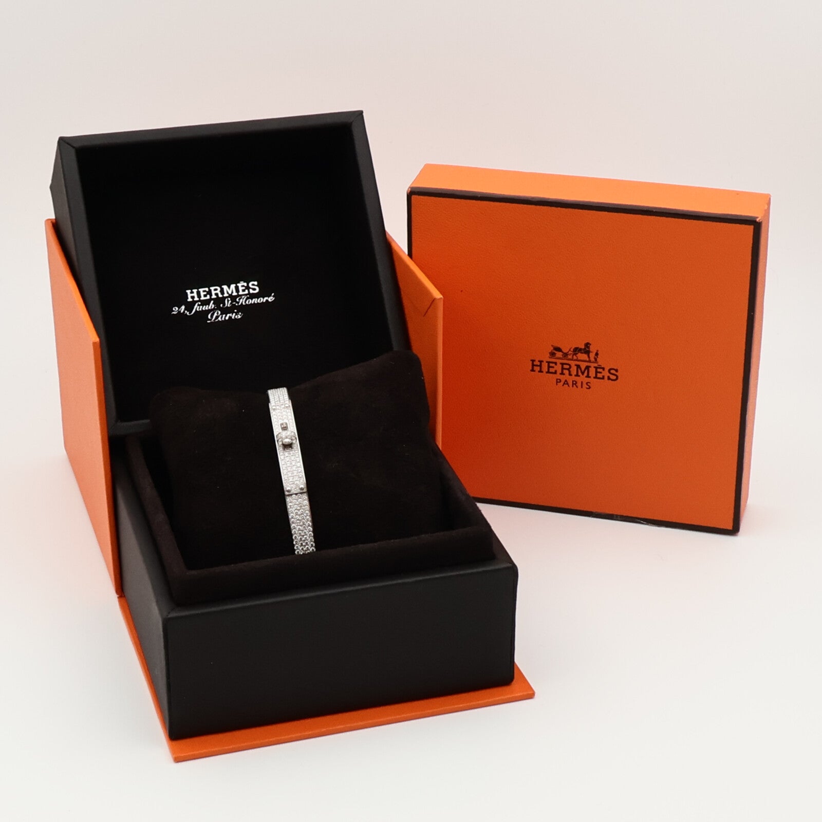 HERMES 18K白金Kelly Bracelet Diamond鑽石手鐲