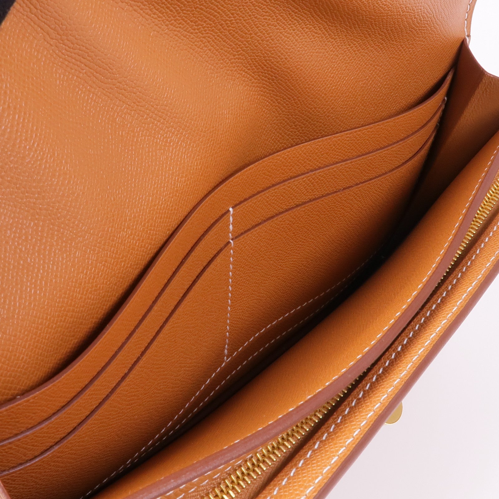 HERMES 【激減優惠】Epsom皮革Kelly Pocket Long Wallet金扣長錢包37 Gold