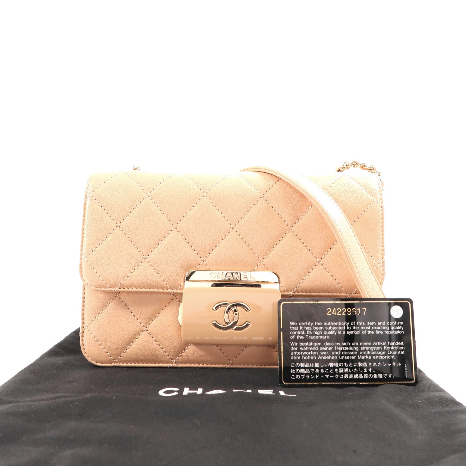 CHANEL【激減優惠】 牛皮皮革Chain Shoulder金扣鏈帶肩背袋