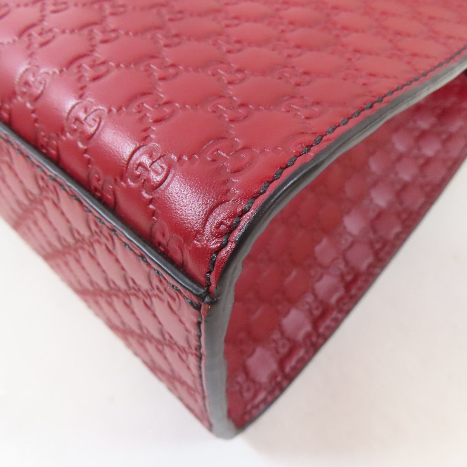GUCCI 牛皮皮革Emily Medium金扣鏈帶肩背袋紅色