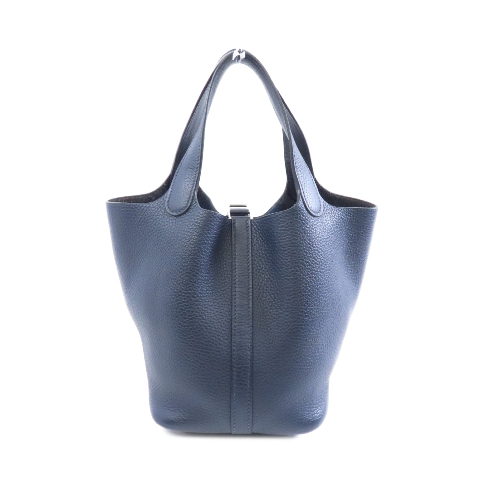 HERMES Clemence皮革Picotin PM銀扣手挽袋Blue Nuit/深藍色