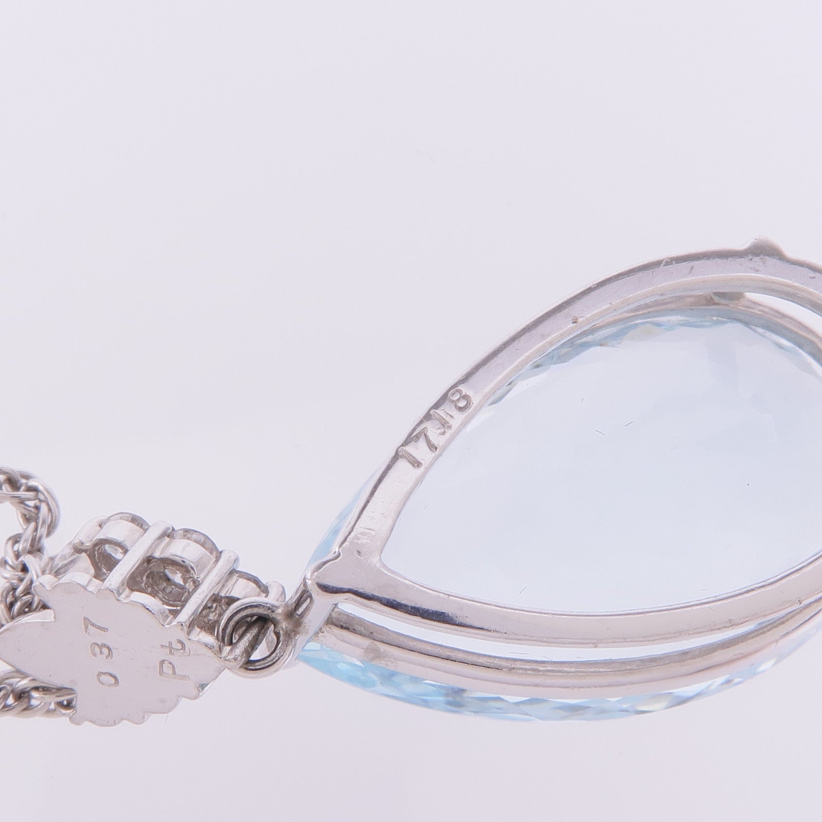 JEWELRY PT900/PT850鉑金Aquamarine Diamond Necklace藍晶鑽石項鍊