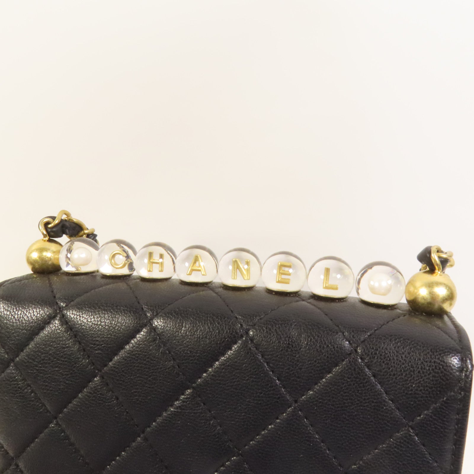 CHANEL 羊皮皮革Matelasse Pearl金扣鏈帶肩背袋
