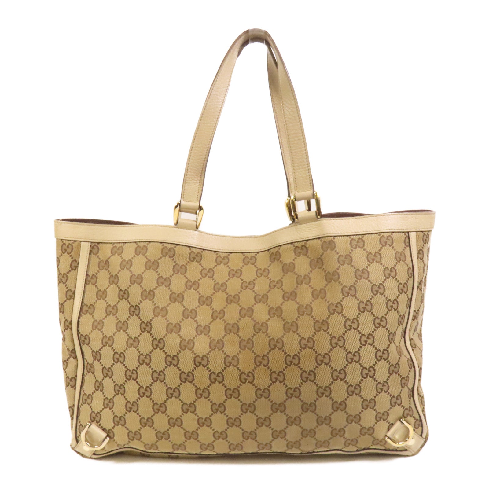 GUCCI 帆布Abbey Tote金扣手挽袋