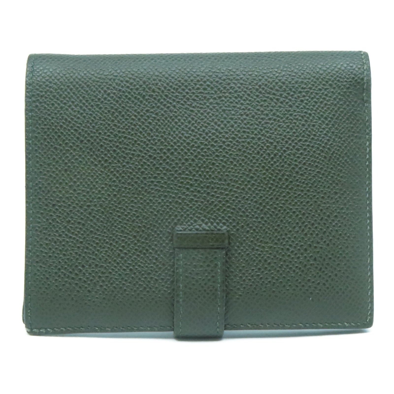 HERMES 【激減優惠】Epsom皮革Bearn Compact Wallet金扣錢包Canopee叢林綠色