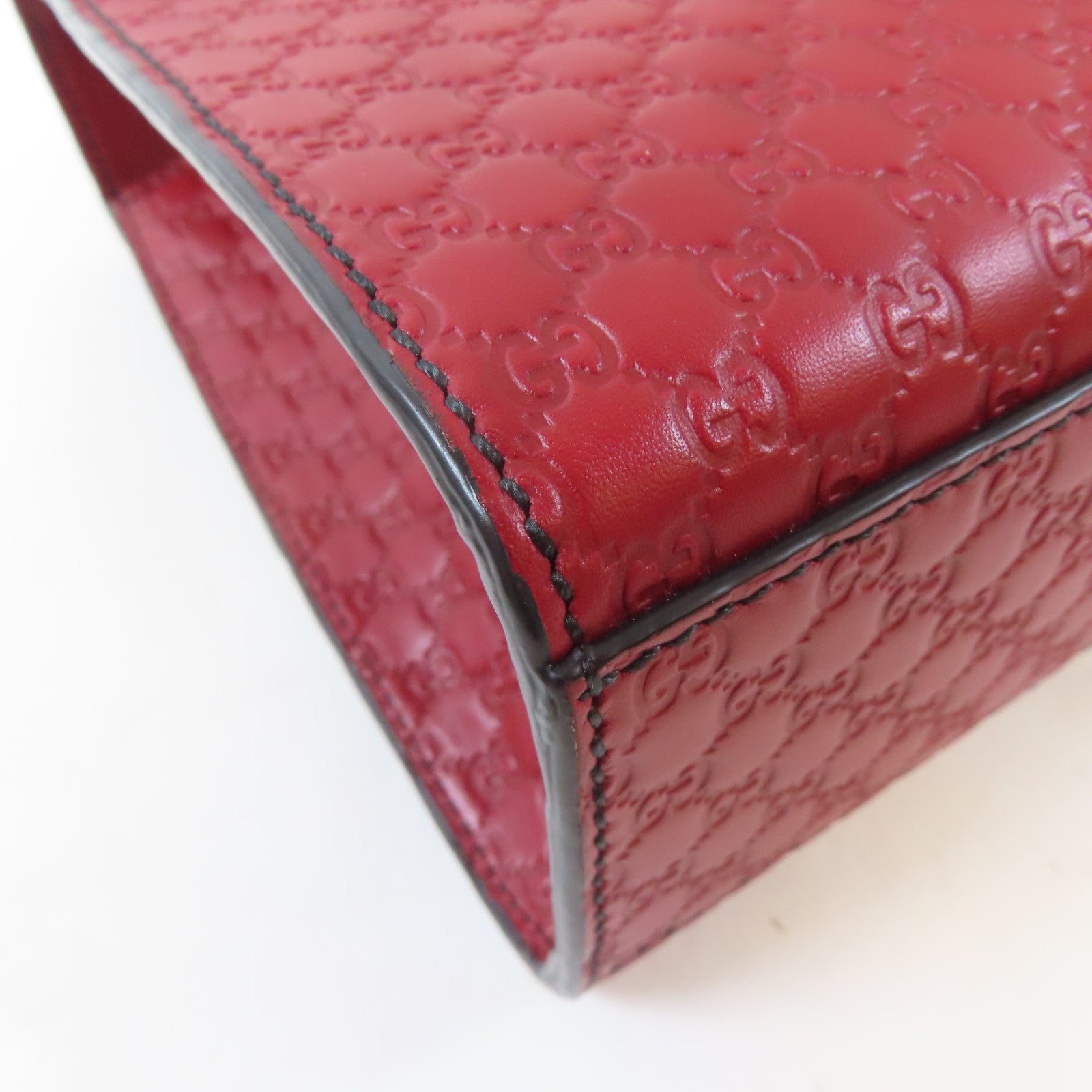 GUCCI 牛皮皮革Emily Medium金扣鏈帶肩背袋紅色